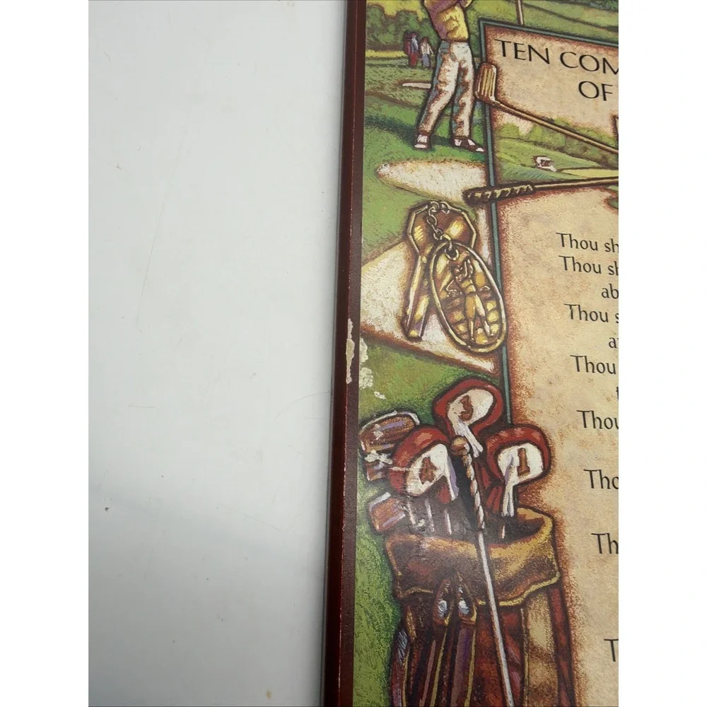 Abbey Press Ten Commandments of Golfing Wall Plaque Vintage Wood Sign 9x14 Green